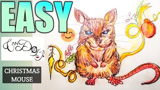 How To Draw A Christmas Mouse Step By Step For Beginners | Easy Christmas Mouse Drawing Tutorial