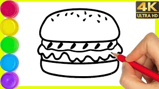 How To Draw A Cheese Burger Drawing Easy Drawing Burger Drawing Easy Step By Step With Colour.