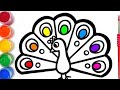 Drawing peacock for children/Bolalar uchun tovus rasm chizish/Рисование для детей