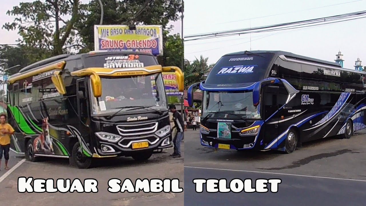 BUS GM TRANS DAN BUS SINDU RAMA KELUAR SAUNG GALENDO 2 CIAMIS SAMBIL
