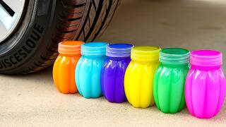 Experiment Car vs Colorful Plastic Containers 🚗⚡ | Crushing Crunchy & Soft Things by Car! EvE