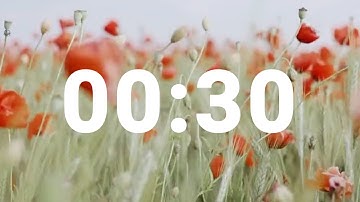 30 Second Timer with Relaxing Music and Alarm, Countdown Clock for Stress Relief