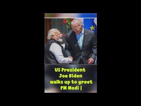 US President Joe Biden walks up to greet PM Modi l #trending #shorts #reels