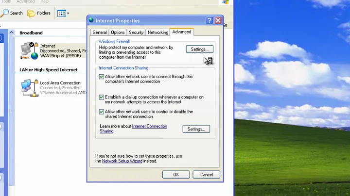 Windows XP - Firewall Configuration on a Shared Internet Connection