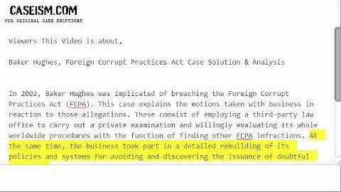 Baker Hughes, Foreign Corrupt Practices Act  Case Solution & Analysis- Caseism.com