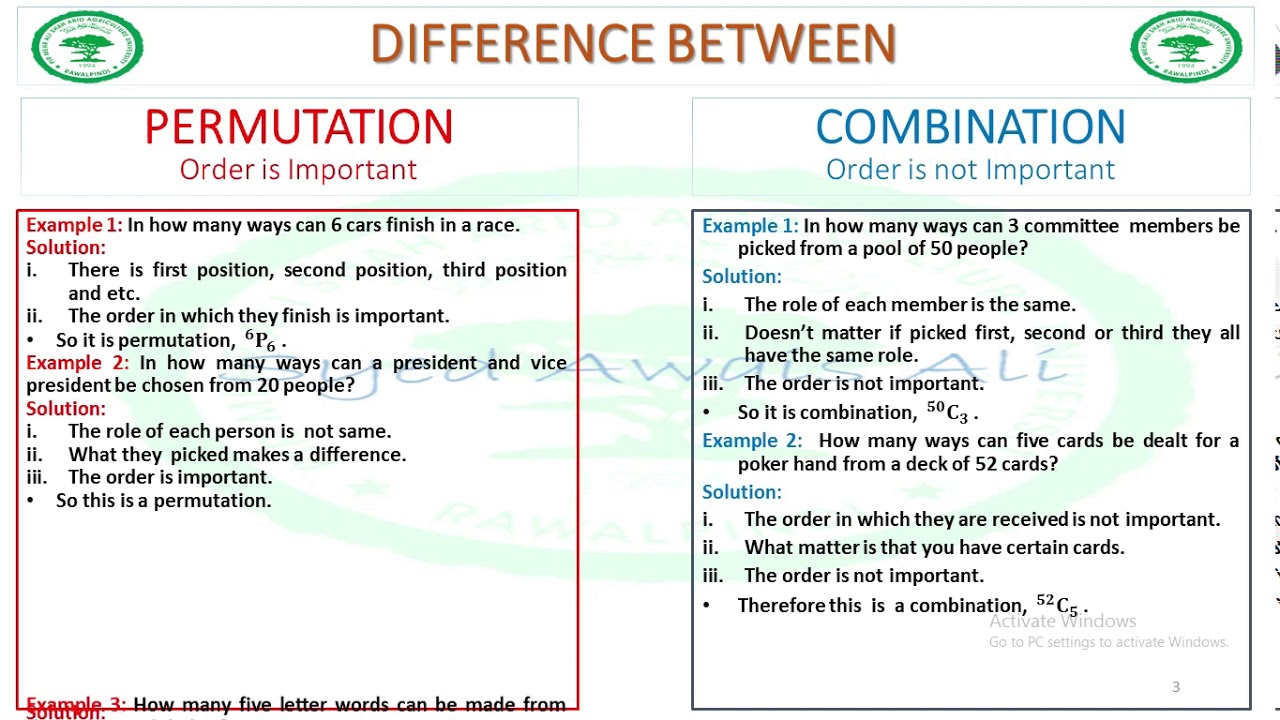 combination vs permutation