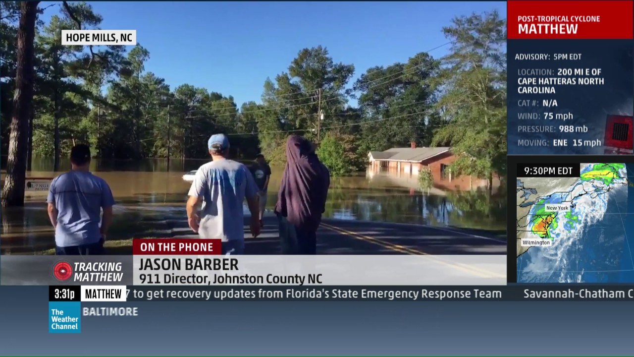 Mike Seidel The Weather Channel Post Matthew I95 Lumberton, NC 630 PM