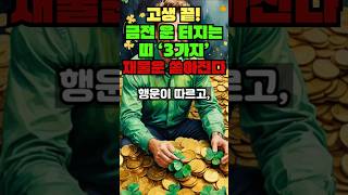 고생 끝!  금전운 터지는 띠 '3가지'  재물운 쏟아진다.  #사주 #사주팔자 #대운 #사주팔자 #부와행운…