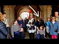 Shocking moment stubborn tourist nearly gets kicked by the unsettling horse at horse guards london