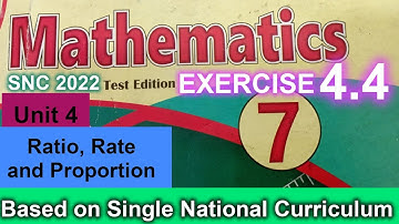 Unit 4 Exercise 4.4 class 7 Maths new course 2022-23 | Chapter 4 Ex 4.4 KPK & Punjab | Based on SNC