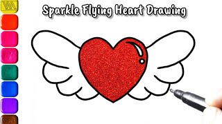 Sparkling Glitter Flying Heart Drawing | DIY Art Tutorial | #kids #drawing