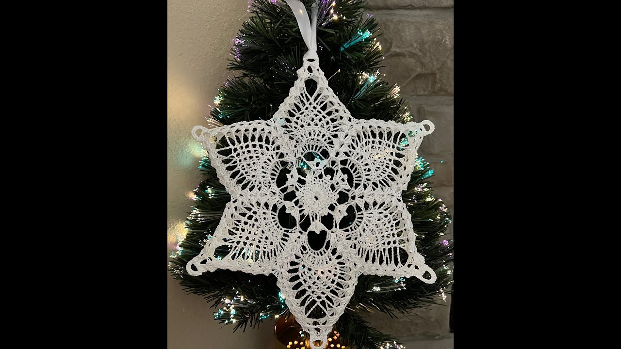 Adorno Navidad - copo de nieve tridimensional tejido a ganchillo