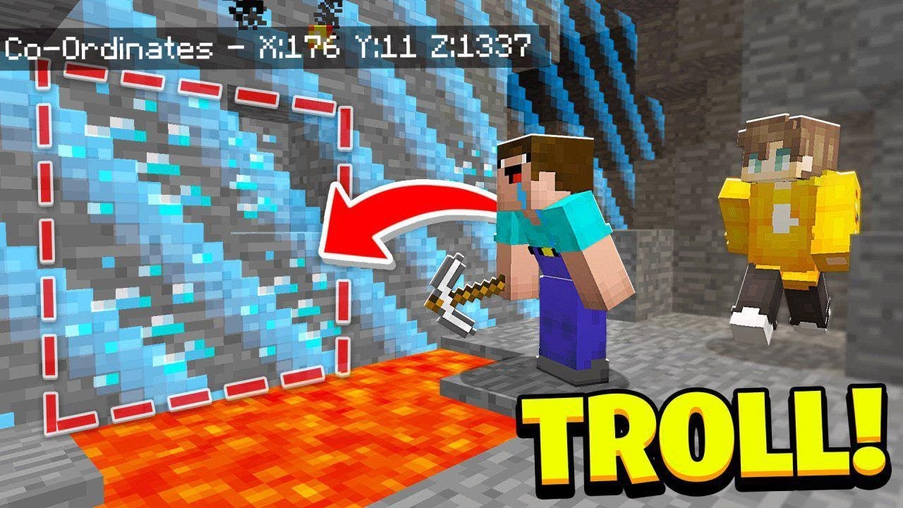 Diamonds Outside The World Troll Camp Minecraft Youtube