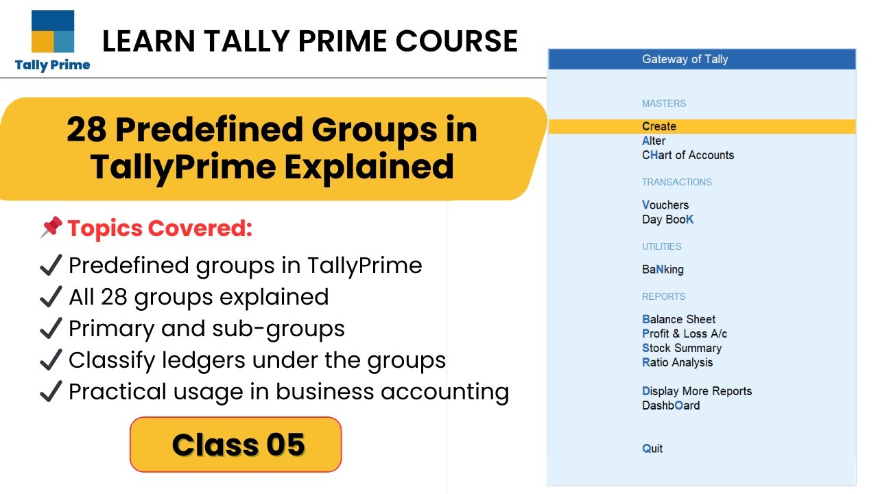 28 Predefined Groups in TallyPrime Explained with Examples