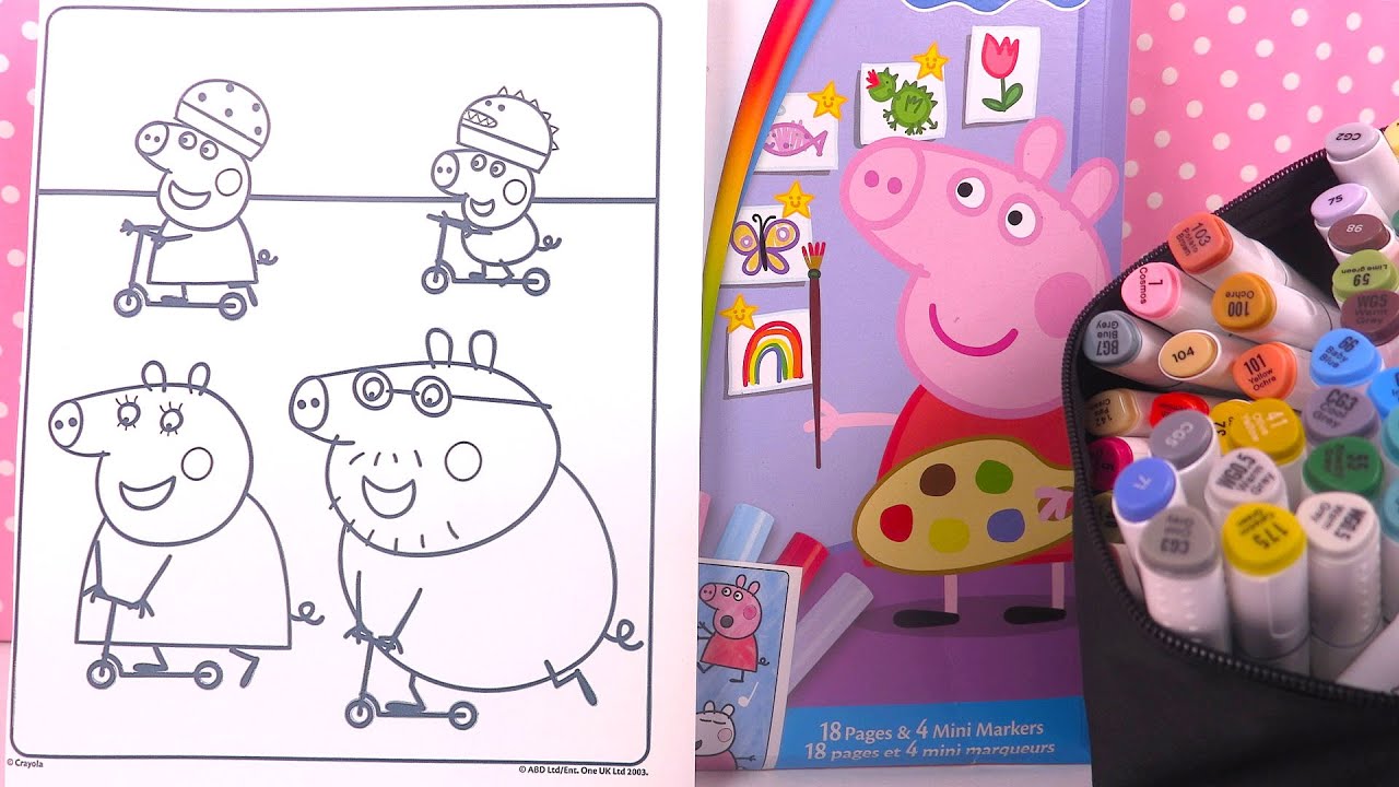 Peppa Pig Coloriage de Peppa et sa Famille Skateboard