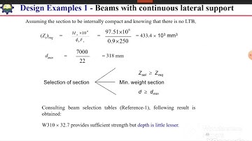 11. Design of steel beam - Design Example 1, laterally braced simply supported beam