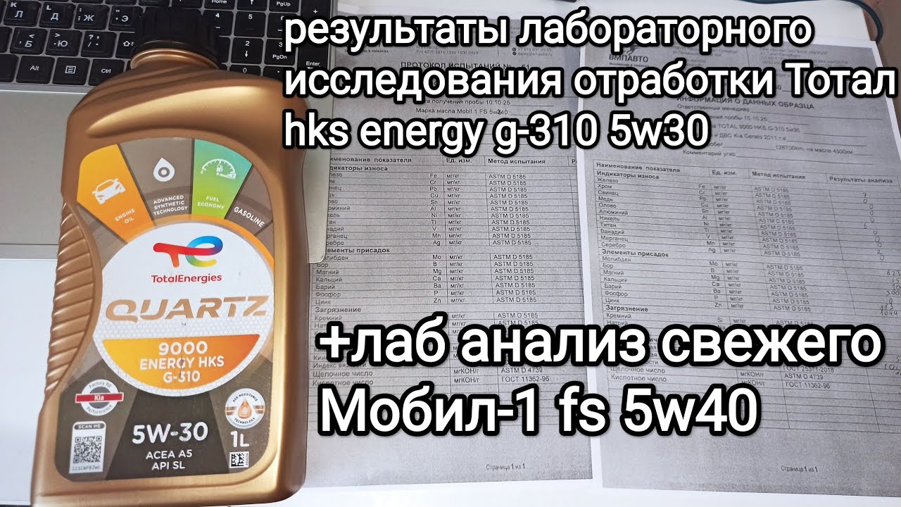 Лаб анализ отработки Тотал hks + анализ свежего Мобил-1 fs 5w40