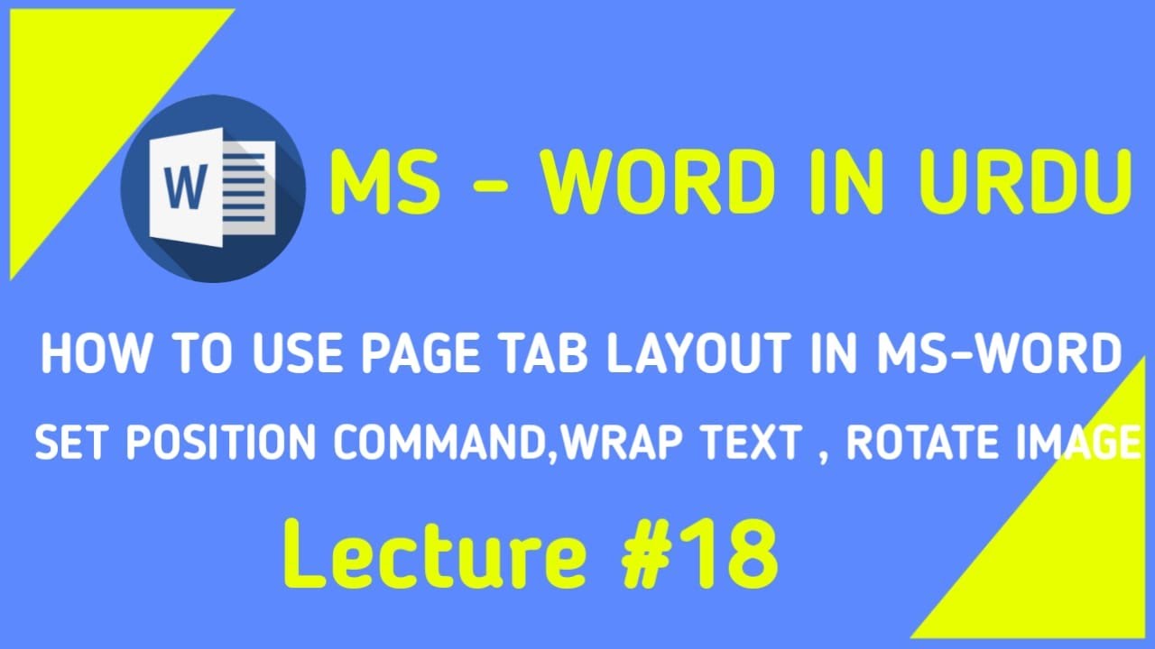 MS Word Page Layout Tab Position Commands Wrap Text Rotate Image In MS