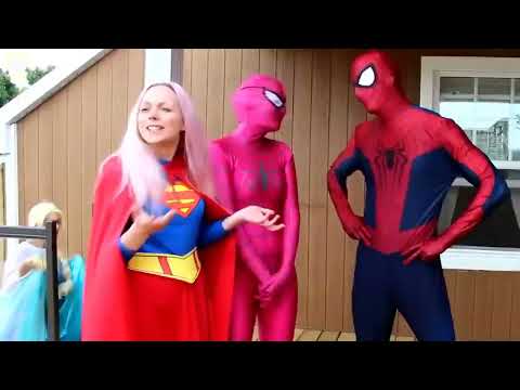 Frozen Elsa & Spiderman, Supergirl, Spidergirl, Anna, Joker and super jokes that make you laugh