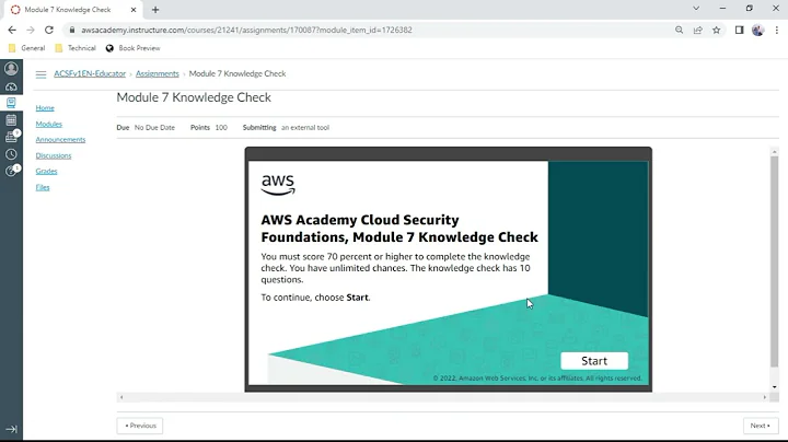 AWS Security Foundations Module 7 - Knowledge Check - Anand K