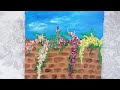 How to paint flowers on wall /acrylic painting/ daily challenge