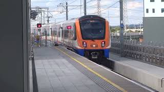 London Overground train departing from Barking Riverside