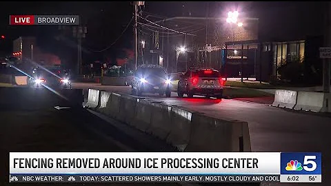 Tense confrontation in Chicago's East Side, fencing removed at Broadview ICE facility