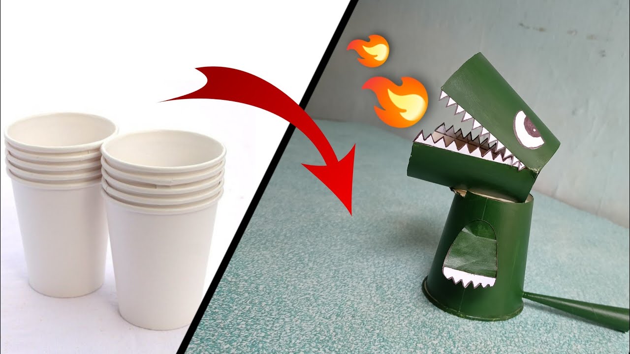 Paper Cup Dinosaur Easy DIY Craft Best Out Of Waste 5 Minutes
