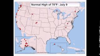 Where is the Normal High Temperature 70°?