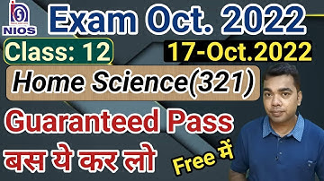 Home Science Class 12 NIOS Exam October 2022
