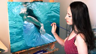 I painted an underwater scene (it took 26 hours) | Oil Painting Time Lapse | Realistic Water