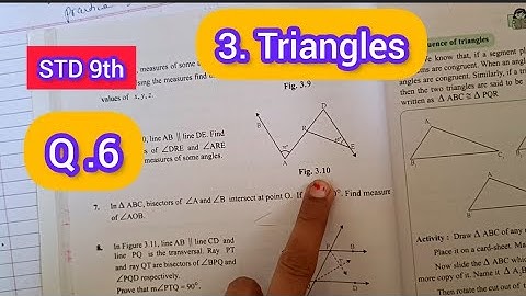 STD 9th maths 2 chapter 3. TRIANGLES practice Set 3.1/ Q - 6 solved in Detail Explanation