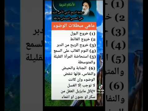 مبطلات الوضوء للسيد علي السيستاني