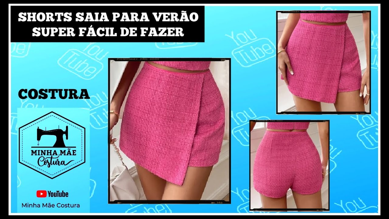 SHORTS SAIA PARA VERÃO SUPER FÁCIL DE FAZER - PASSO A PASSO DA COSTURA