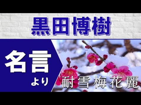 モチベーションをあげる名言 耐雪梅花麗 黒田博樹さんの座右の銘 Youtube