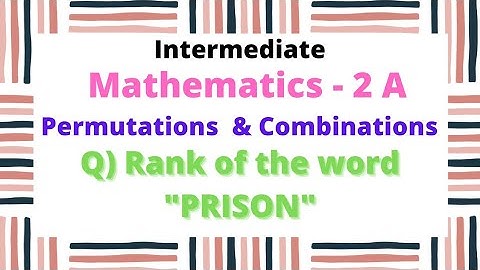 #permutationsandcombinations #Rank PRISON@EAG