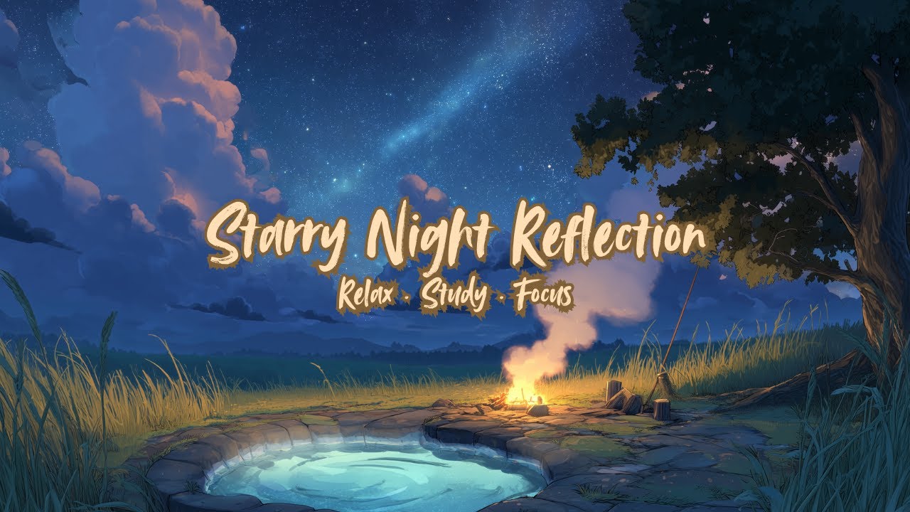 Starry Night Reflection – Lofi Music to Relax, Study, and Focus by the Firelight