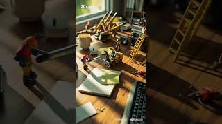 Bu İşçiler Çalışma Masasını Düzenliyor! 😂 #tinyworld