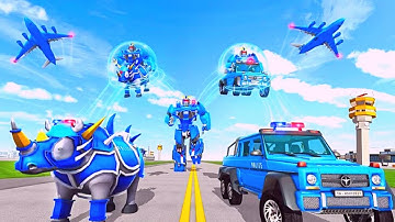 Flying US Police Rhino Robot Car Rescue Mission Android Gameplay