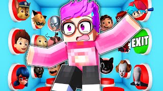 100 MINECRAFT MYSTERY BUTTONS but ONLY 1 LETS YOU ESCAPE! (SIREN HEAD, LANKYBOX, LADYBUG, & MORE!)