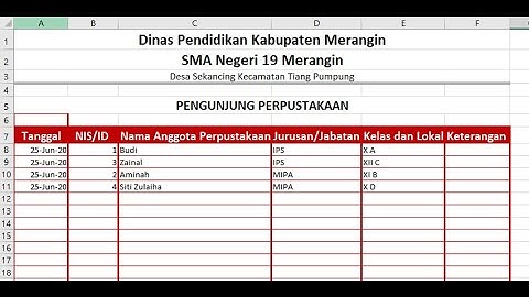 5.  Membuat Sheet Pengunjung Perpustakaan
