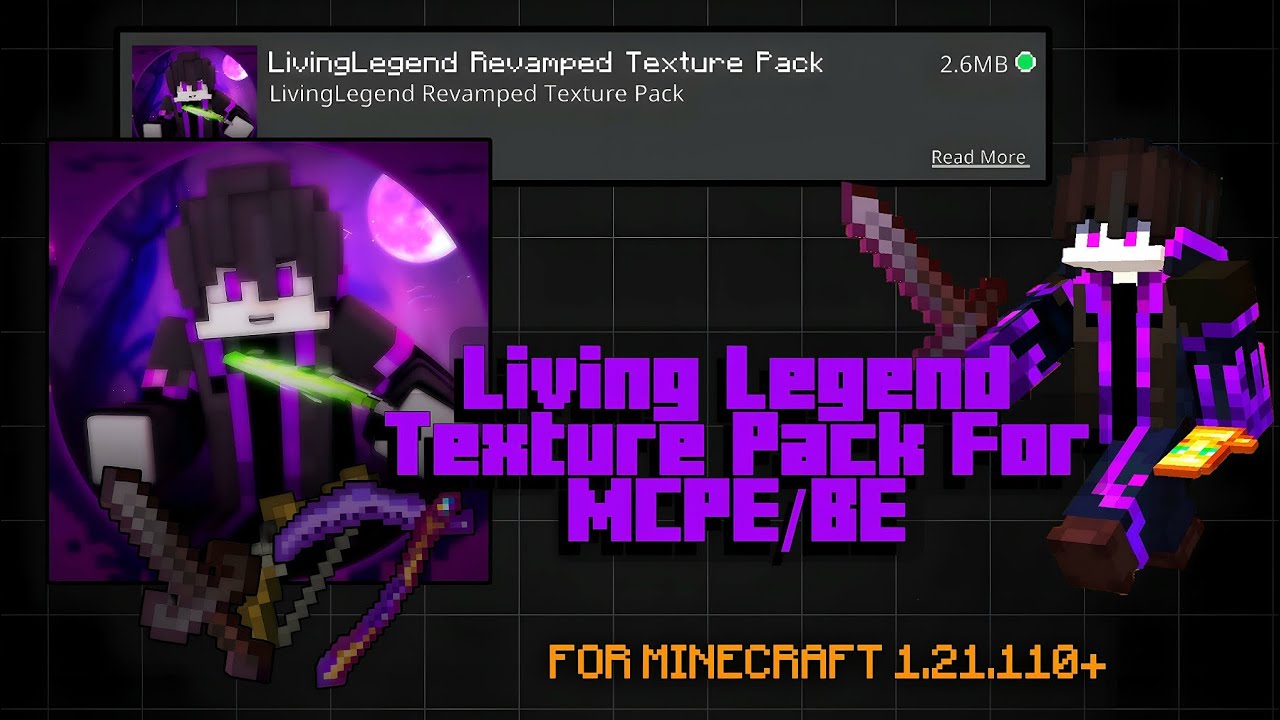Living Legend Texture Pack For MCPE/BE 1.21+ 💜 | SMP & PvP Pack For ...