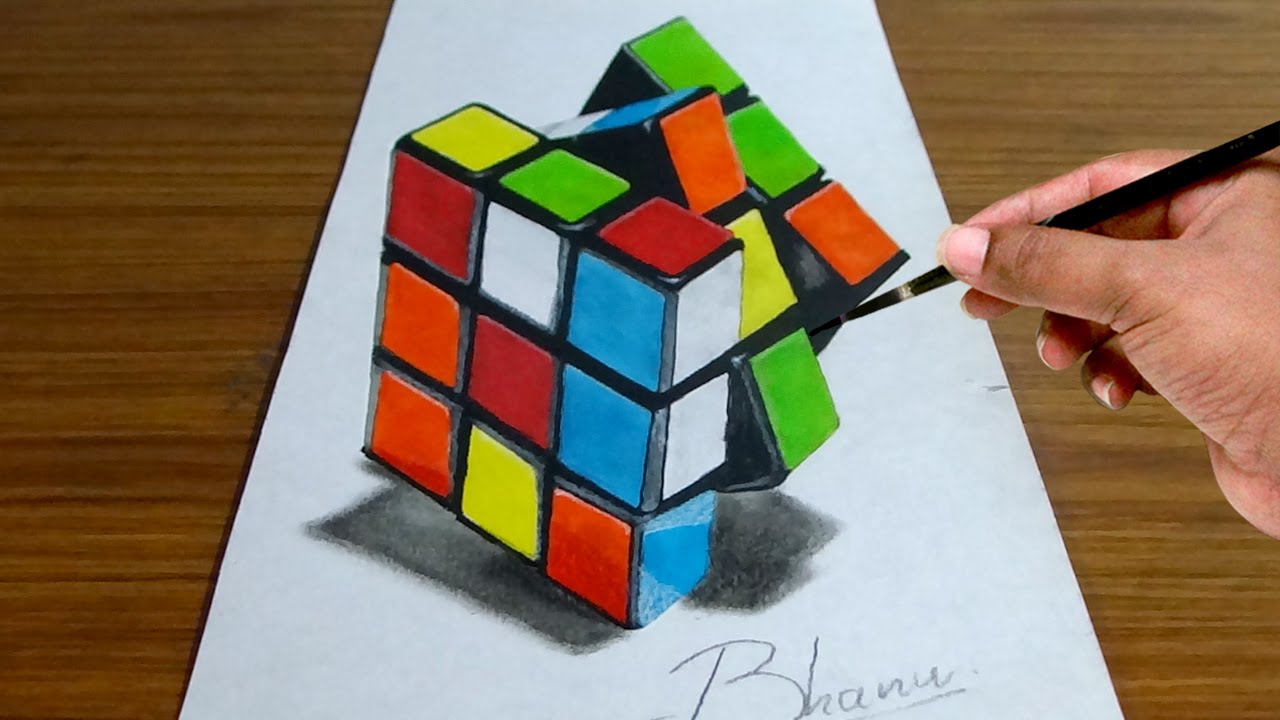 Illusion Rubix Cube Drawing