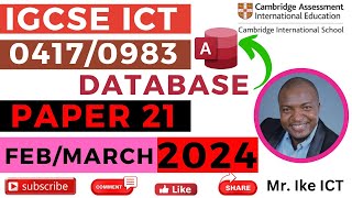 IGCSE ICT Paper 21 February March 2024 - Database