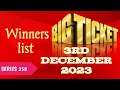 Winners List 3rd December
