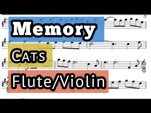 Memory I Flute or Violin I Sheet Music Backing Track Play Along Partitura I Cats class=