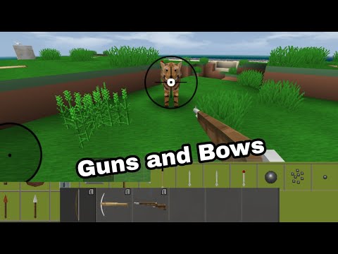 How to use gun, bows (Weapons) [Mini Block Craft]