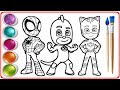 PJ Masks Catboy Gekko meets Spiderman | Fun PJ Masks Coloring Pages