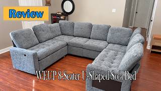 WEUP 8 Seat U Shaped Sectional Sleeper Sofa Bed with Pull Out Bed Review