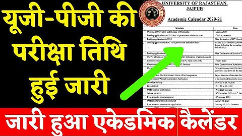 Rajasthan University UG/PG Exam Date 2021 | Rajasthan University Academic Calendar 2020-21 | Uniraj